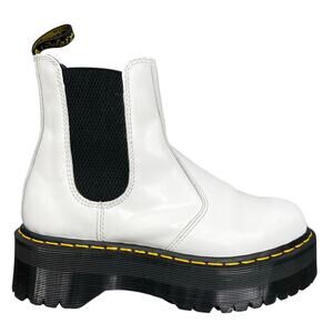 Dr. Martens Women’s 2976 Quad White Leather Platform Chelsea Boot Size 7
